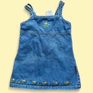Vintage Y2K Arizona jeans girls 4T denim jumper dress with embroidered 🌸